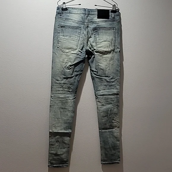 SERENEDE Patchwork Streetwear Earth Tone Serenity Prayer Distressed Skinny Jeans - Picture 15 of 16